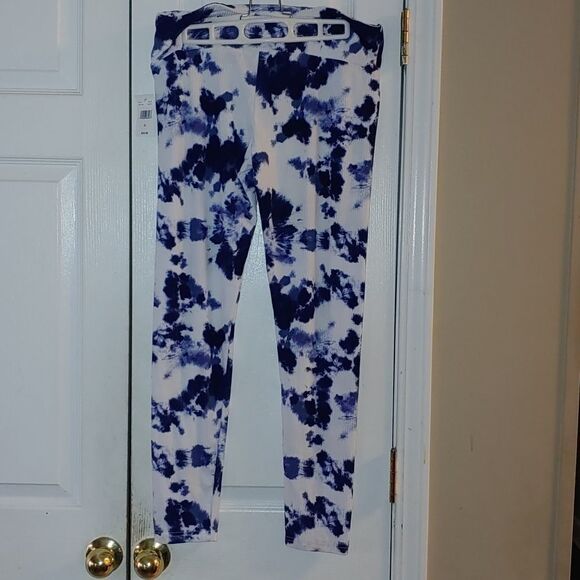 No Connect tie dye blue white ribbed stretch leggings Sz Xl - Picture 5 of 7